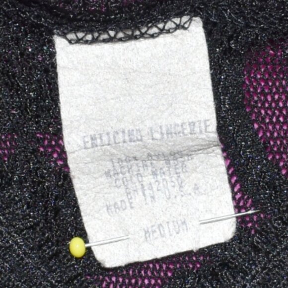 VTG 00s Y2K Black Floral Sheer Mesh Lace Scoop Neck Babydoll Slip Tank Top Sz M - Picture 6 of 6